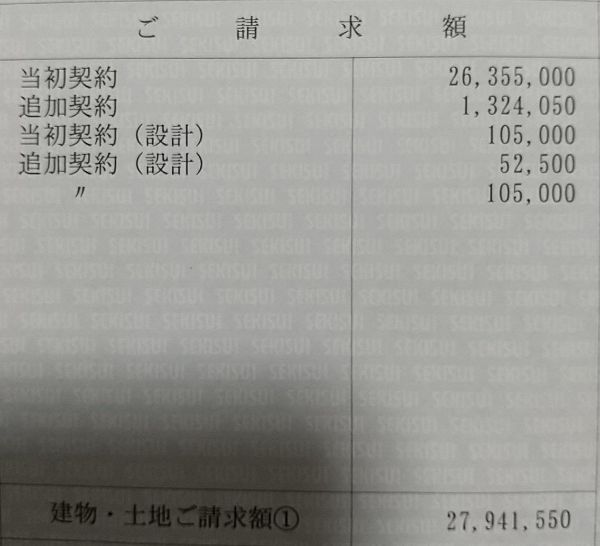 セキスイハイムの最終見積もり